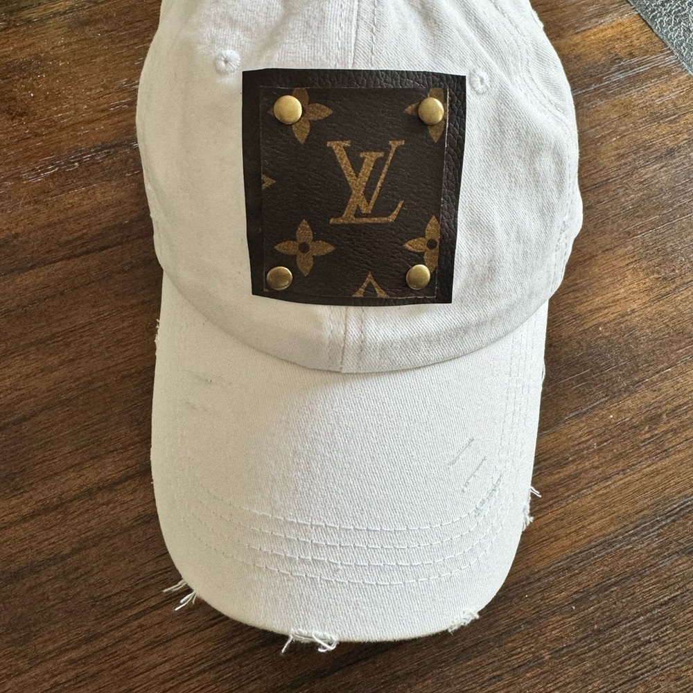 Up cycled white distressed hat. Never worn- BNWOT